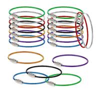 Cobee Wire Key Chain, 21pcs Stainless Steel Key Rings Cable Wire Keyring Key Loop for Women Luggage Tags Travel(Colorful)