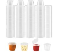 Cobenga 100 PCS 25ml Small Plastic Containers with Lids, Jello Shot Cups with Lids, Disposable Portion Cup BPA Free for Sauce, Condiments, Souffle, Salad Dressing, Medicine or Slime