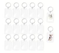 Cobenga 200 Pcs Blank Photo Keyrings, 48 x 33 mm Insert Clear Blank Acrylic Plastic Photo Keyrings, Personalised Keyring Photo/Picture Set - Empty Plastic Keychains for Crafts