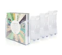Cobenga 4 Pcs Scrapbook Paper Storage with Wheels, Plastic Portable Scrapbook Storage Bin for 12" x 12" Paper, Portable File Organizer with Built-in Handle, Functional Magazine Holder Paper Rack