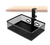 Cobenga Mesh Desk Organiser, 360° Clip-on Swivel Under Desk Drawer Tidy, Large Capacity Hidden Storage Organiser