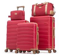 Cobens Luggage Sets 5 Piece Durable Suitcase Set with Spinner Wheels, Hard Shell Carry on Luggage with TSA Lock, Large Checked Travel Suitcases for Men and Women, Red, 5 Piece Sets (20/24/28/DB/TB