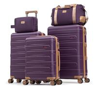 Cobens Luggage Sets 5 Piece Durable Suitcase Set with Spinner Wheels, Hard Shell Carry on Luggage with TSA Lock, Large Checked Travel Suitcases for Men and Women, Violet, 5 Piece Sets (20/24/28/DB/TB