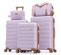 Cobens Luggage Sets 5 Piece Durable Suitcase Set with Spinner Wheels, Hard Shell Carry on Luggage with TSA Lock, Large Checked Travel Suitcases for Men and Women, Purple, 5 Piece Sets (20/24/28/DB/TB