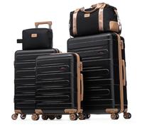 Cobens Luggage Sets 5 Piece Durable Suitcase Set with Spinner Wheels, Hard Shell Carry on Luggage with TSA Lock, Large Checked Travel Suitcases for Men and Women, Black, 5 Piece Sets (20/24/28/DB/TB