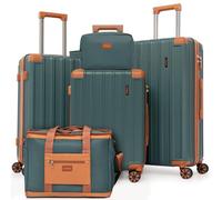 Cobens Luggage Sets 5 Piece，Suitcase with Spinner Wheels，ABS Hard Case Luggage，with TSA Lock Durable Travel Luggage，large capacity carry on luggage (20/24/28inch), DarkGreen, 5 Piece Sets (20/24/28/DB