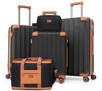 Cobens Luggage Sets 5 Piece，Suitcase with Spinner Wheels，ABS Hard Case Luggage，with TSA Lock Durable Travel Luggage，large capacity carry on luggage (20/24/28inch), Black, 5 Piece Sets (20/24/28/DB/TB