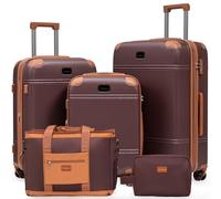 Cobens Luggage Sets 5 Piece Suitcases with Wheels, Burgundy, 5 Piece Sets (20/24/28/DB/TB)