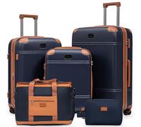 Cobens Luggage Sets 5 Piece Suitcases with Wheels, PorscheBlue, 5 Piece Sets (20/24/28/DB/TB)