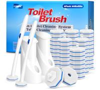 COBETE Disposable Toilet Brush Wand 2 Kit with 60 Refills, Efficient Deep Scrubbing Toilet Bowl Cleaner Wand with Holder for Bathroom Toilet Cleaning