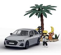 COBI Audi RS 4 B9 Cycling Madness, diorama, 1:35 Scale, 176 Pieces, | Audi licence, rotating wheels, tourist figure, bicycle with carrier, palm tree, monkey, printed details, EU-made, 7+
