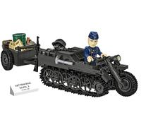 COBI Kettenkrad with Trailer, 1:28 Scale, 239 Pieces, 1 Figure | Pad printed, vehicle and trailer with accessories, Luftwaffe soldier, helmet and cap, nameplate, EU-made, ages 9+