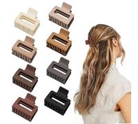 Cobinaan Medium Matte Rectangle Claw Hair Clips for Women Girls, 2 x 1 x 1.8 inch, 8pcs Warm Color, Nonslip Hair Jaw Clips for Thin/Medium Thick Hair