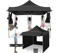 COBIZI 10x10 Pop Up Tent with Canopy, Heavy Duty UPF 50+, All Seasons Waterproof Street Vendors, Party Tents for Parties with Carry Bag (10x10 Feet, Black)