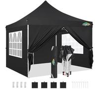 COBIZI 3 x 3 m Folding Gazebo 3 x 3 m Outdoor Waterproof Professional Reception Tent with 4 Side Walls Gazebo Tent UV 50+ for Garden, Party, Camping