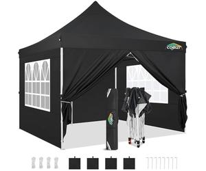 COBIZI 3 x 3 m Folding Gazebo 3 x 3 m Outdoor Waterproof Professional Reception Tent with 4 Side Walls Gazebo Tent UV 50+ for Garden, Party, Camping