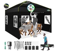 COBIZI Gazebo 3 x 3 m Waterproof Stable Winterproof Folding Gazebo Party Tent Garden Gazebo Pop Up Gazebo Folding Tent with 4 Side Ventilation Openings, Sandbag for Market, Outdoor Event, Black
