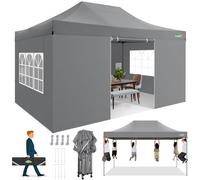 COBIZI Gazebo 3 x 4.5 m Waterproof Stable Winterproof Folding Gazebo with 4 Side Panels UV Protection Garden Gazebo Sun Protection Party Tent for Outdoor Use Grey