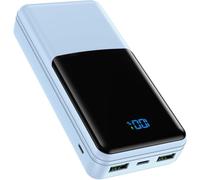 Coblob Power Bank, 27000 mAh Powerbank USB C PD 20 W Quick Charge Function with LED Display, Battery Pack External Mobile Battery for Mobile Phone, Smartphone, Headset and More (Sky Blue)