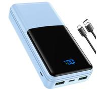 Coblob Power Bank 27000mah, Powerbank Fast Charging with Usb C, External Battery Pack, Mobile Phone Portable Charger with LED Display, PD 3.0 QC 4.0 Charging Bank with 3 Outputs & 2 Inputs (Sky Blue)