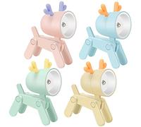 cobmiraln 4 Pcs Mini Elk Night Light, Cartoon DIY Cute Children's Night Lights with Adjustable Phone Holder, Led Eye-Caring Study Reading Lamp for Children Room Desk Christmas Gifts