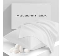 Cobnom Pure Mulberry Silk Pillowcases Set of 2, King Size with Zipper - Grade-6A 19 Momme, 600 Thread Count Soft Smooth Cooling, Hair and Skin Friendly (White, 20x36 Inch)