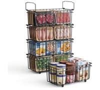 COBOGO 5 Pack Chest Freezer Baskets Organiser, Metal Stackable Freezer Storage Bins for 198L Deep Freezers, Fold Down Handles, Easy to Sort and Get Food, Black