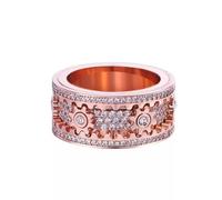 COBQB Handmade Anxiety Ring, Men's Women Engagement Rings, Fidget Rings for Women Mens, G6 Anxiety Stress Relieving Band Rings Couples Rotating Mechanical Gear Ring (Rose Gold, L)