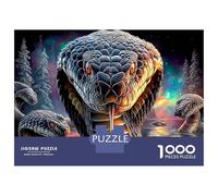 Cobra 1000 Piece DIY Jigsaw Puzzles Family Black Cobra Portrait Puzzle Lovers Interactive Games Decompression Extra-Thick Cardboard Great Gift for All 70x50cm/1000pcs