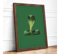 Cobra at Rest Natural Framed Wall Art Print A4 (29.7×21cm) Walnut, Wall Decor for Living Room, Bedroom, Office & Home, Ready to Hang, Art Gift