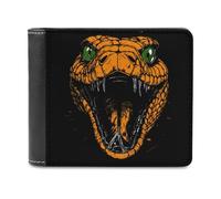 Cobra Bad Snake Head Leather Wallets for Men Bifold Fashion with ID Window