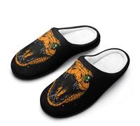 Cobra Bad Snake Head Women's Cotton Slippers Winter Warm Slip-on House Shoes with Anti-Skid Rubber Sole 11-12(42-43)