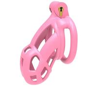 Cobra Chastity Cage Pink Cock Cage 2.0 Male Chastity Device with 4 Rings Lightweight Resin Cock Cage Chastity Cage for Man Penis Bondage Exercise Male Sex Toy (Small)