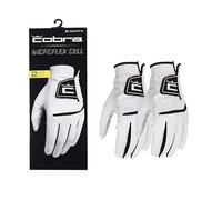 COBRA Golf Mens Left Hand White Flex Cell Glove Twin Pack - Premium Leather Durable All Weather Grip Twin Glove Pack (2-Pack)