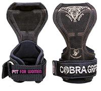 Cobra Grips FIT Black Leather Weight Lifting Gloves with Heavy Duty Straps and Adjustable Neoprene Padded Wrist Wrap Support Best for Deadlifts