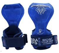 Cobra Grips PRO Weight Lifting Gloves - Heavy Duty Straps Alternative to Power Lifting Hooks for Deadlifts with Built-in Adjustable Neoprene Padded Wrist Wrap Support (PRO Blue Leather)