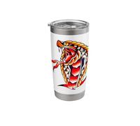 Cobra Head King Snake Serpent Tattoo Flash Stainless Steel Insulated Tumbler