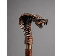 Cobra Head Walking Cane with Hand-Carved Wood Handle