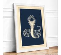 Cobra in Defense Japandi Framed Wall Art Print A1 (84.1×59.4cm) White, Wall Decor for Living Room, Bedroom, Office & Home, Ready to Hang, Art Gift