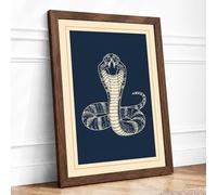 Cobra in Defense Japandi Framed Wall Art Print A2 (59.4×42cm) Walnut, Wall Decor for Living Room, Bedroom, Office & Home, Ready to Hang, Art Gift