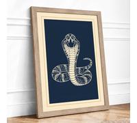 Cobra in Defense Japandi Framed Wall Art Print A3 (42×29.7cm) Oak, Wall Decor for Living Room, Bedroom, Office & Home, Ready to Hang, Art Gift