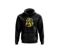 Cobra Kai Hoodie - Fighting Karate TV Show 80's Film Gift Present Birthday Christmas Twin Needle Stitch Detailing 80% Ringspun Cotton 20% Polyester Kangaroo Pouch Pocket (Black, 3-4 Years)