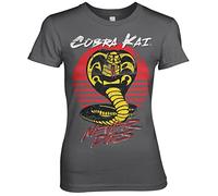 Cobra Kai Officially Licensed Never Dies Women T-Shirt (Dark Grey), Large