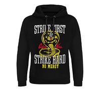 Cobra Kai Officially Licensed Strike First - Strike Hard - No Mercy Epic Hoodie (Black), Small