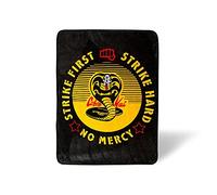 Cobra Kai "Strike First" Oversized Plush Throw Blanket | Cozy Sherpa Cover For Sofa, Bed | Super Soft Fleece Blanket | Official Karate Kid Collectible | 45 x 60 Inches