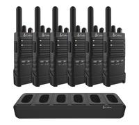 Cobra PX650 Professional Walkie Talkies (6-Pack) - PMR446 Rechargeable Business Two-Way Radios, 300,000 sq. ft/25 Floor Range, Dust Protected and Splashproof (IP54 rating), Black