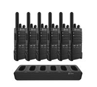 Cobra PX650 Professional Walkie Talkies (6-Pack) - PMR446 Rechargeable Business Two-Way Radios, 300,000 sq. ft/25 Floor Range, Dust Protected and Splashproof (IP54 rating), Black