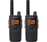 Cobra RX680 Waterproof Walkie Talkies - Rechargeable 60 Preset Channels Long Range 38-Mile Two-Way Radio Set (2-Pack) Black and Orange