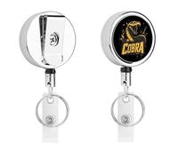 Cobra Snake King Cute Retractable Metal ID Badge Holder Reel Clip Keychain for Office Work