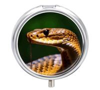 Cobra Snake Pill Box, 3 Compartment Small Pill Case Waterproof Travel Pill Organizer for Pocket Or Purse Portable Mini Medicine Tablet Vitamin Holder Pill Case